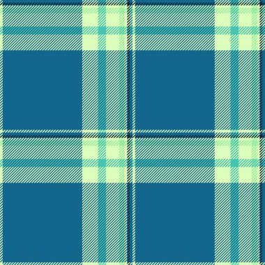 40 'ların arka plan vektörü, özel ekose kumaş tekstili. Cyan ve açık renk paletinde Londra desenli tartan kusursuz kontrol.