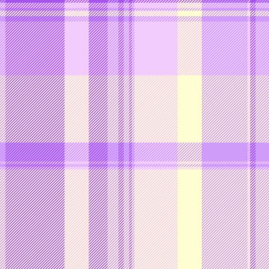 Yarı ton tekstil ekose kumaş, Kelt vektör kumaş dokusu. Mor ve limonlu şifon rengi palet arkaplanda kusursuz kontrol motifi.