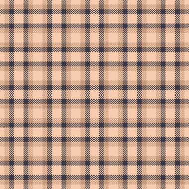 Yetenekli doku yapısı arka plan, tam ekose tekstil vektörü. Panço tartan kumaş, turuncu ve koyu renk paleti..