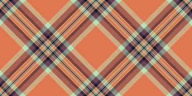 Kırsal tekstil vektör tartan, masa örtüsü arka plan dikişsiz doku. Turuncu ve açık renk paletinde canlı kumaş ekoseli kontrol deseni.