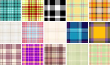 Çevrimiçi pazarlar için ekose desenli paket. Çoklu tartan seti listeleme değerini artırır. Vektör biçimi uygulamaları genişletir.