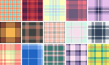 Tekstil endüstrisi profesyonelleri için tasarlanmış ekose çanta. Kumaş üretimi, moda koleksiyonları, ev dokuları ve dijital prototipleme için ideal vektör desenleri.