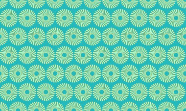 Canlı deniz mavisi ve soluk yeşil dairesel deseni tekrarlıyor. Tekstil tasarımı, web sitesi geçmişi ya da neşeli, retro estetiğe ihtiyacı olan her proje için mükemmel..