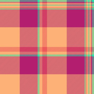 Sonbahar vektör kontrolü, klasik ekose kumaş. Makarna deseni turuncu ve pembe renk paletinde kusursuz desen.