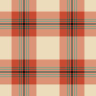 Vektör şablonunu düzelt. Tartansız kumaş varyasyonu. 1960 'ların ekose arkaplan dokusu turuncu ve kırmızı renk paleti.