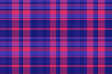 Ekran tekstil vektör kumaşı, örtülü tartan arkaplan dokusu. Renksiz ekose desen kontrolü pembe ve mavi renk paletinde.