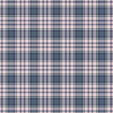 Dikişsiz şablon kontrolü, ekose kumaş hasadı. Açık ve mavi renk paletinde eskimiş tekstil dokusu vektörü.