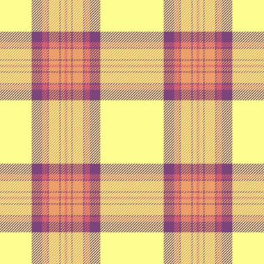 İrlandalı tartan tekstil vektörü, çok desenli arka plan kumaşı. Tekrarlanabilir desenler sarı ve morumsu renk paletinde ekoseli desenleri kontrol et.