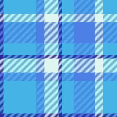 40 'lı yaşlarda ekoseli kumaş, pamuklu, kusursuz vektör dokusu. Cyan ve mavi renk paletinde mikro desenli tartan kumaş.