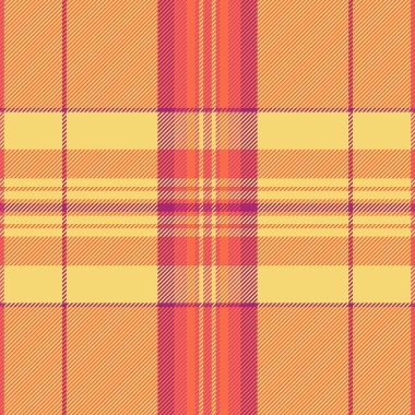 Tasarımcı dikişsiz ekose kumaş, hoş bir arka plan dokusu deseni. Mutlu Noeller. Tekstil vektör kumaşını kırmızı ve sarı renk paletiyle kontrol et..