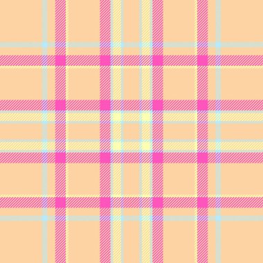 Uzun ekose kumaş dokusu, çeşitli arka plan kumaş deseni. Turuncu ve açık renk paletinde örülmemiş tartan denetim vektörü.
