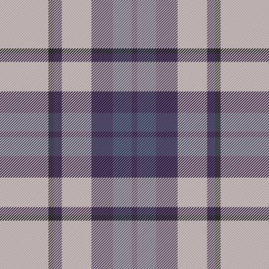 Dergi dokusu tartan tekstil, sicim vektörü kusursuz desen. Pastel ve gri renk paletinde yumuşak ekose kumaş kontrol arkaplanı.