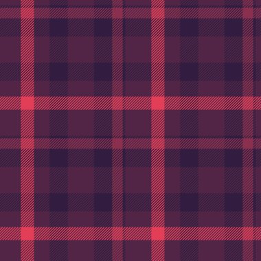 Kadınsı vektör arkaplan ekoseli, çeşitli kumaş kalıpları. Pembe ve koyu renk paletindeki yapısal ekosesiz tekstil dokusu.