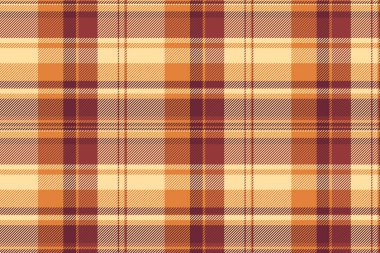 Ekran kumaşı ekose kumaş, hacim kontrolü vektör tartan. Kırmızı ve kehribar renk paletinde pembe desensiz desen arkaplanı.