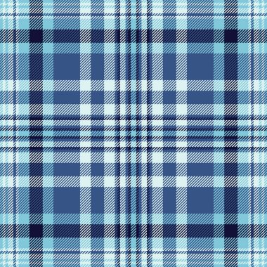 Latince şablon kontrolleri kusursuz, evcil ekose kumaş. 70 'lerin arkaplan tartan tekstil dokusu mavi ve açık renk paleti.