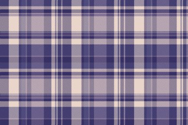 Flanel kumaş ekoseli, tartan dikişsiz vektörü kazı. Çivit ve açık renk paletinde tekstil arkaplan dokusunu dikdörtgen yap.