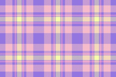 Sıcak arka plan tekstil dokusu, doğum günü kontrol vektörü. Çivit rengi ve açık renk paleti ile çizilmiş ekosesiz kumaş tartan..