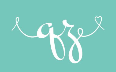 QZ ilk düğün monogramı kaligrafi vektör illüstrasyonu. Sevgililer Günü posteri, tebrik kartı, fotoğraf albümü, afiş baskısı ya da dövme için el çizimi harfleri Q ve Z aşk logosu tasarımı.