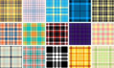 İnce ekose desenli damgalama modelleri. Düşük kontrastlı tartan dokular derinlik katar. Vektör tekrarı nesneleri engeller.