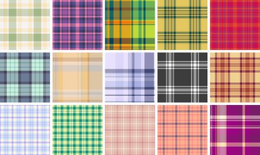 Klasik ekose desenli retro estetik. Moda modelleri, ambalajlar, ambalaj kağıtları ve dijital projeler için kusursuz vektör tasarımları.