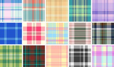 Ürün modelleri için yapılmış ekose demet. Özel durumlarda tartan arka planlar sunumu güçlendirir. Vektör berraklığı gerçekçiliği destekler.