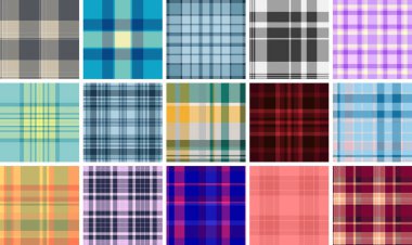 Ekose koleksiyonu modern kutlama tasarımı için uyarlandı. Geleneksel tartan desenleri dijital ve yazdırılabilir iş akışlarıyla buluşur. Kusursuz vektörler kullanılabilirliği sağlar.