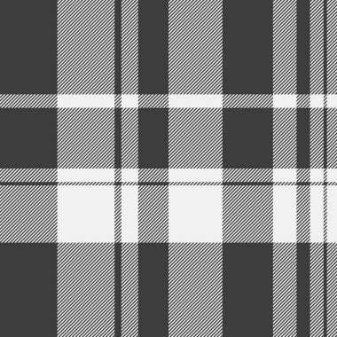 Basit desenli tartan arkaplan, basit ekose desenli vektör. Ekim ayında tekstil kumaşının gri ve beyaz renk paletini kontrol et.