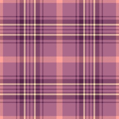 Arkaplan tartan dokusunu kontrol et, piksel vektörünü kusursuz arkaplan. Pembe ve kırmızı renkli kumaş desenli paçavra kumaş..