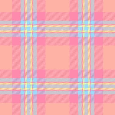 Katran desenli kumaş, tekstil arkaplanı pürüzsüz. Kartpostal ekose vektör kumaşını kırmızı ve cyan renk paletiyle kontrol et.