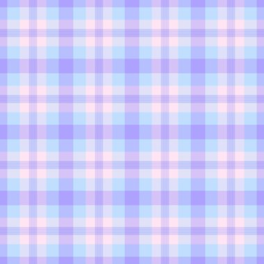 Gösterimsiz tekstil dokusu, süslemeli ekose arka plan. Işık ve çivit renk paletinde kumaş desen vektörünü derinlemesine kontrol et.