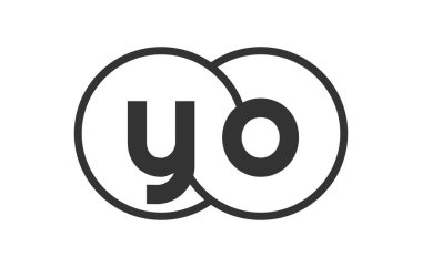 Şirket amblemi, ana hatlar ve mektuplarla dolu. Marka kimliği için birleşmiş iki dairenin logo şablonu, logotip. Vektör Sonsuzluk sembolü ve teknoloji işareti.