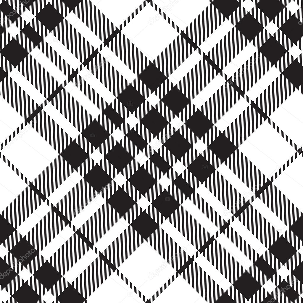 Blackberry tartan diagonal seamless black and white