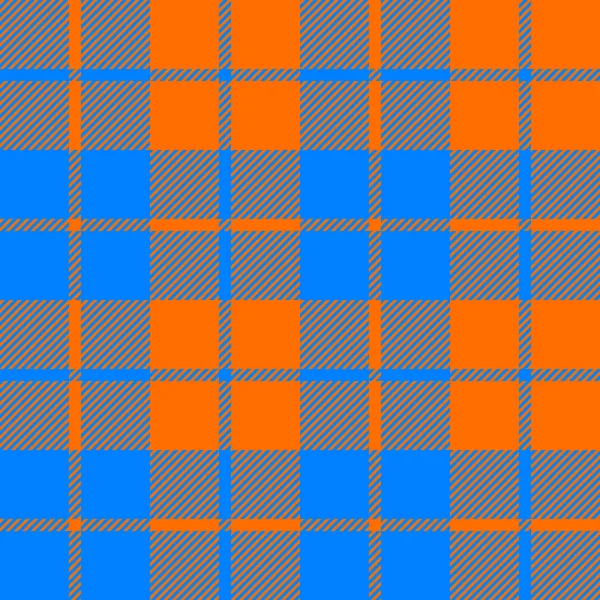 Tartan stof textuur naadloze patroon oranje en blauw — Stockvector