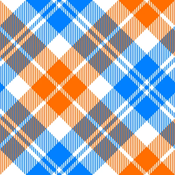 Orange and blue light tartan diagonal seamless pattern — Stock Vector