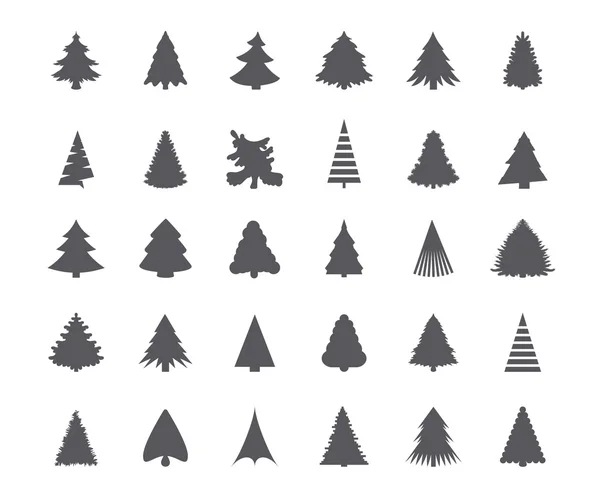 Különböző karácsonyfa sziluettek — Stock Vector