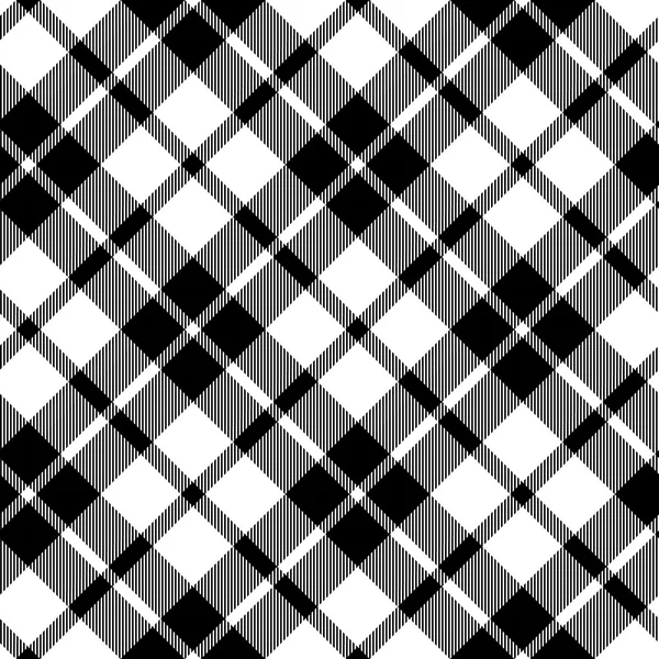 Cornish tartan diagonale texture tissu noir et blanc sans couture — Image vectorielle