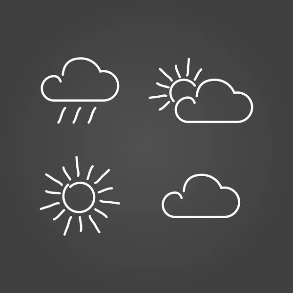 Weather set icons draw effect — Stock Vector