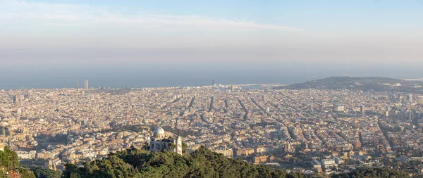 Mount Tibidabo Fabra Observatory Panoramic View City Winter Afternoon Sunny — Stock Photo, Image