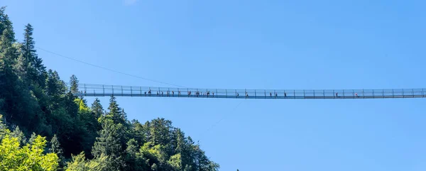 Vista panorâmica da ponte de cabo Highline179 em Gemeinde Reutte Áustria — Fotografia de Stock