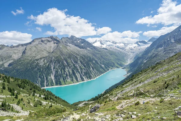 Avusturya 'daki Zillertal Alpler' deki "schlegeisspeicher" buzulunun nefes kesici manzarası — Stok fotoğraf