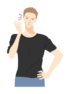 Cilt bakımı yapan genç bir adamın üst vücudu.