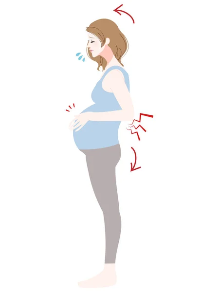 Illustration Pregnant Woman Suffering Back Pain — Stock Vector