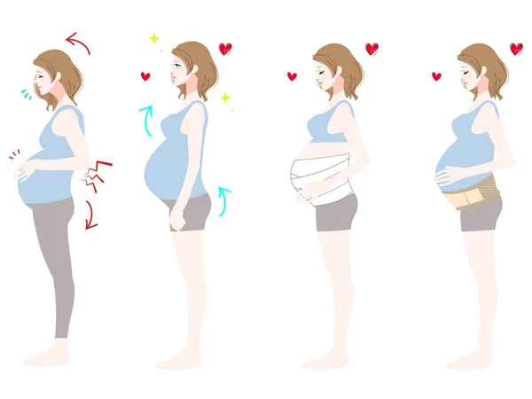 Profile Illustration Set Pregnant Women — Stock Vector