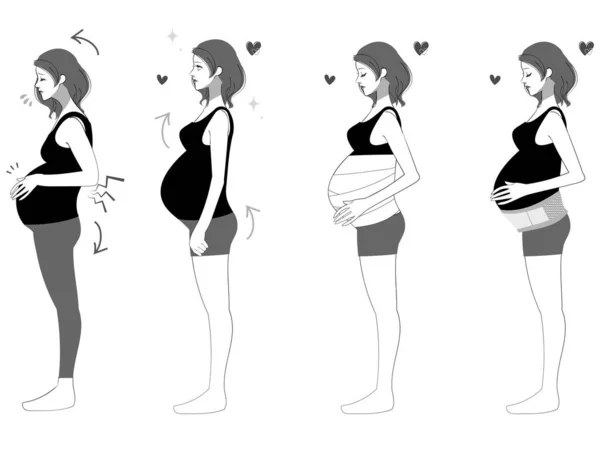 Profile Illustration Set Pregnant Women — Stock Vector