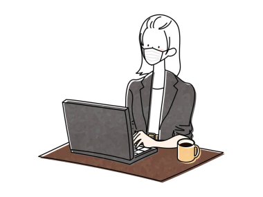 Kişisel bilgisayar kullanan bir kadın tasviri