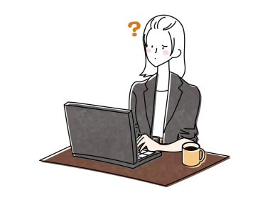 Kişisel bilgisayar kullanan bir kadın tasviri