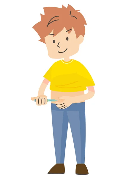 Ilustracja Osoby Wykonującej Wstrzyknięcie Insuliny — Wektor stockowy
