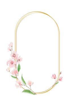 Kiraz çiçeği suluboya çerçeve bahar çizimi