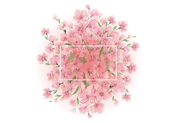 Cseresznyevirág Akvarell Keret Tavasz Illusztráció — Stock Fotó