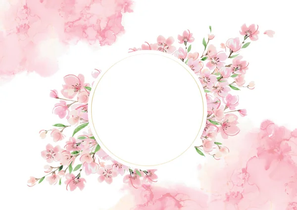 Alcohol Ink Background Cherry Blossom Frame — Fotografia de Stock